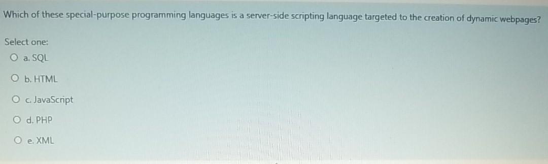 Solved Which of these special-purpose programming languages | Chegg.com