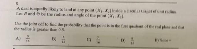 Solved A Dart Is Equally Likely To Land At Any Point X Chegg Com