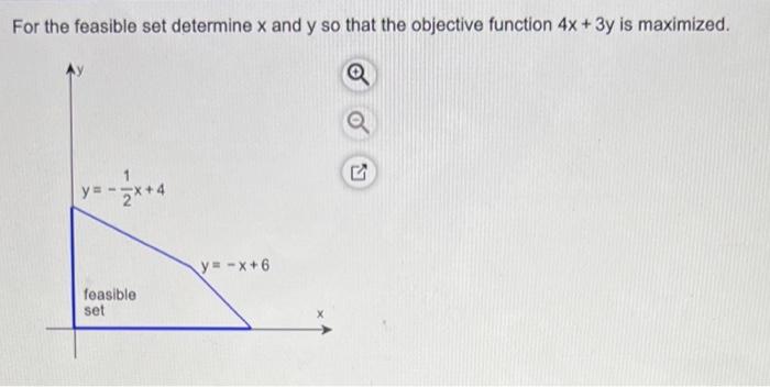 Solved For the feasible set determine x and y so that the | Chegg.com