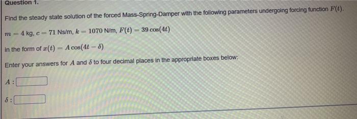 Solved Question 1. Find the steady state solution of the | Chegg.com