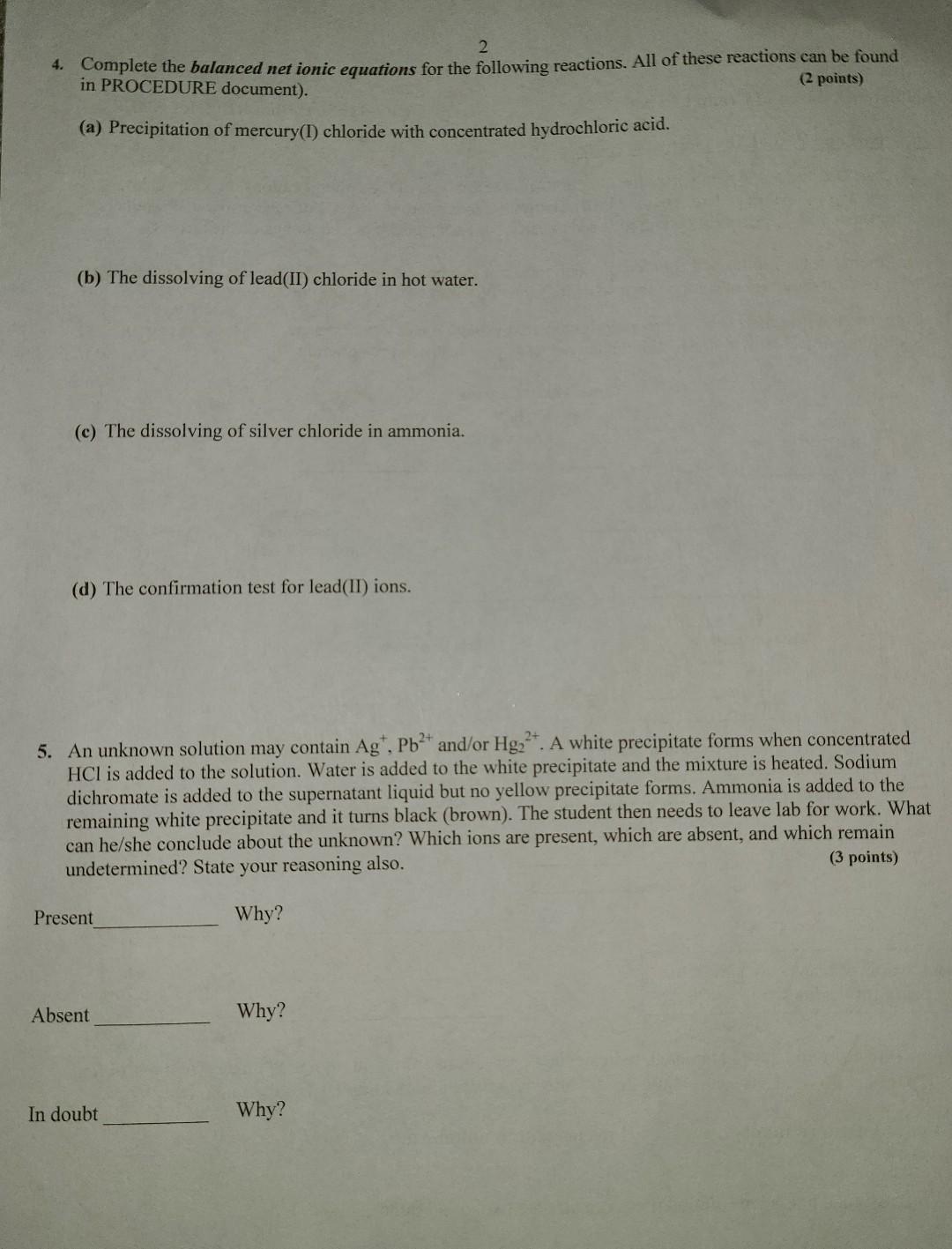 Solved Qualitative Analysis of Group I Cations General