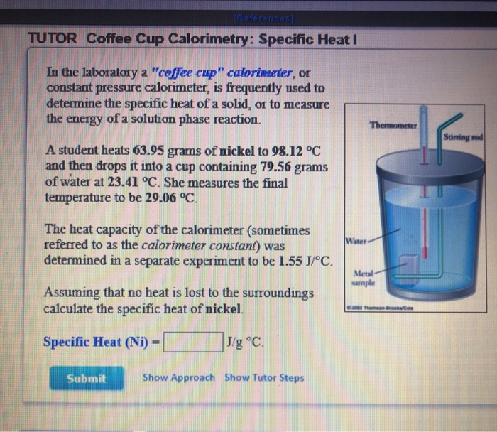 Solved [References TUTOR Coffee Cup Calorimetry Specific