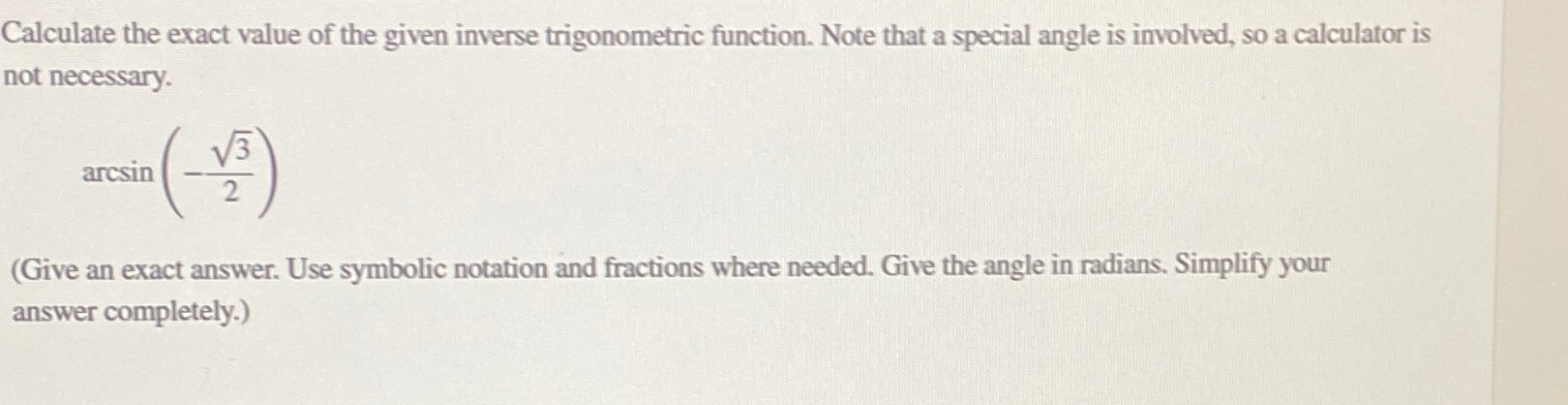 Calculate the exact value of the given inverse | Chegg.com