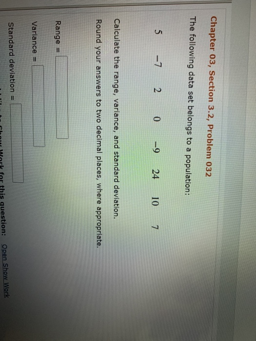 Solved Chapter 03, Section 3.2, Problem 032 The following | Chegg.com