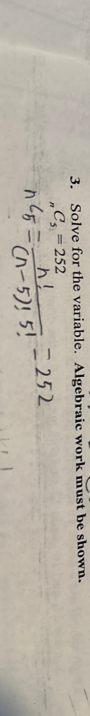 Solved Solve for the variable. Algebraic work must be | Chegg.com