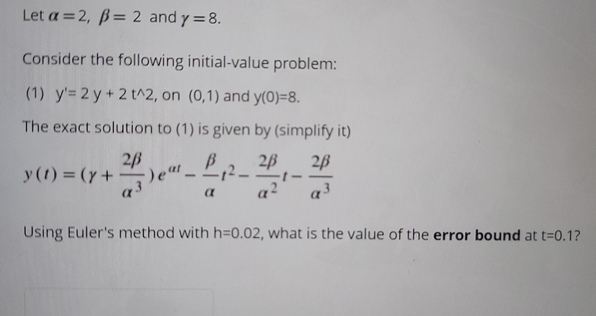 Solved Let A=2, B= 2 And Y = 8. Consider The Following | Chegg.com