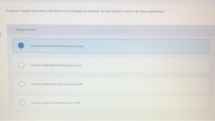Solved Suppose supply decreases, but there is no change in | Chegg.com