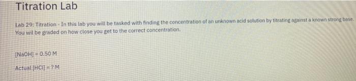 Solved Titration Lab Lab 29: Titration - In this lab you | Chegg.com