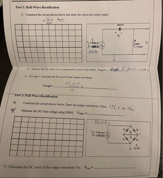 Solved 1) Construct the circuit shown below and draw the | Chegg.com