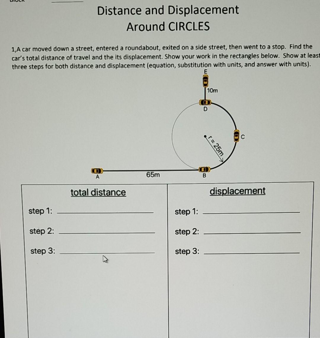 Solved Distance and Displacement Around CIRCLES 1,A car | Chegg.com