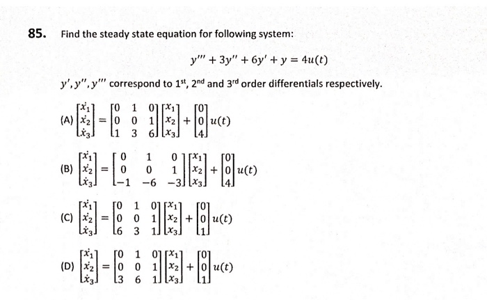 Solved 85. Find the steady state equation for following | Chegg.com