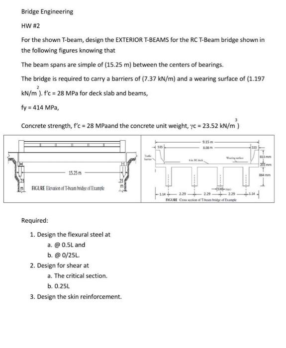 Solved Bridge Engineering HW#2 For the shown T-beam, design | Chegg.com