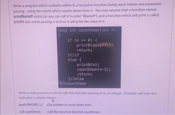 Solved Write a program which contains within it, a recursive | Chegg.com