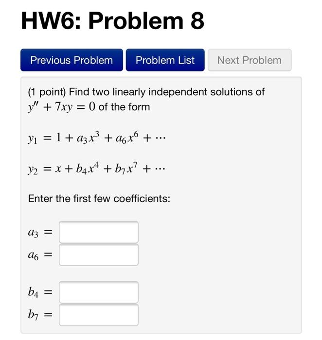 Solved HW6: Problem 8 Previous Problem Problem List Next | Chegg.com