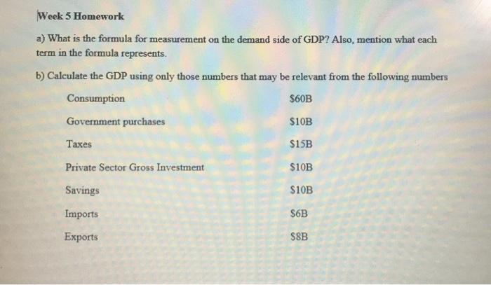 Solved Week 5 Homework a) What is the formula for | Chegg.com