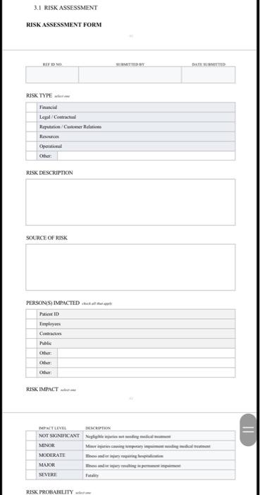 taks 1: complete the following risk assessmentthis | Chegg.com