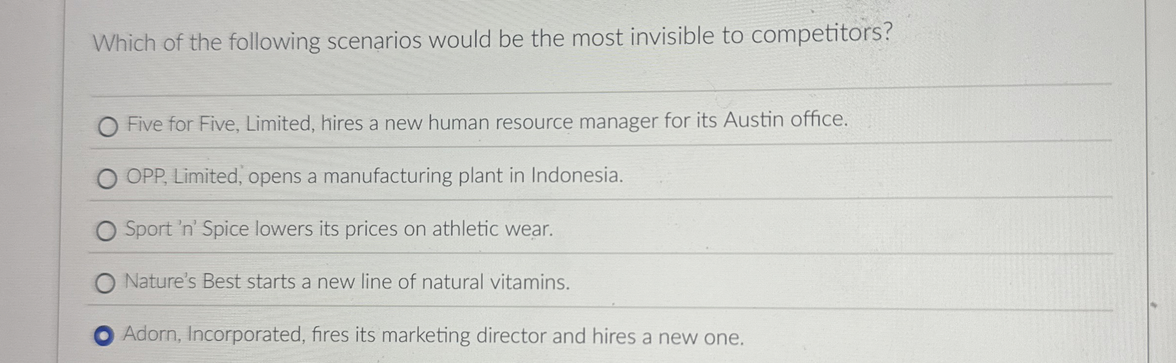 Solved Which of the following scenarios would be the most