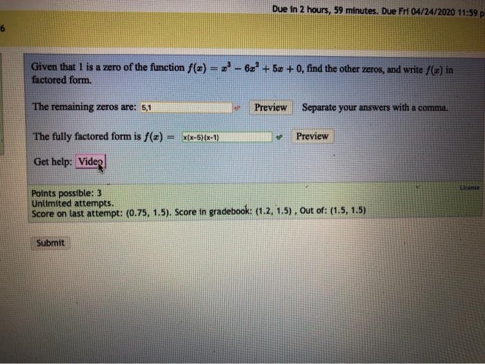 Solved Due in 2 hours, 59 minutes. Due Fr 04/24/2020 11:59 | Chegg.com