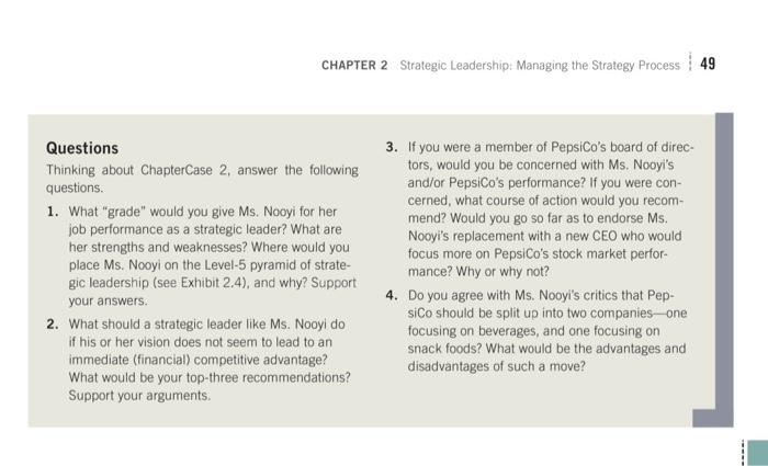 Solved CHAPTERCASE 2 / PepsiCo's Indra Nooyi: 