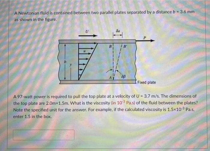 Solved A Newtonian fluid is contained between two parallel | Chegg.com