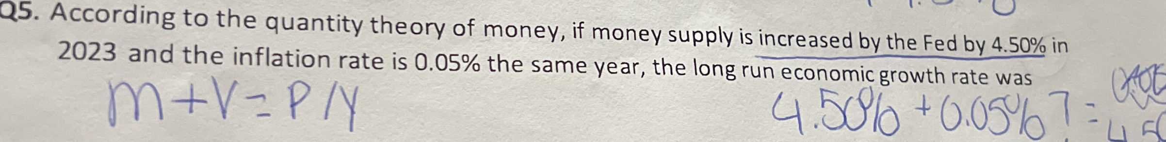 Solved Q5. ﻿According to the quantity theory of money, if | Chegg.com