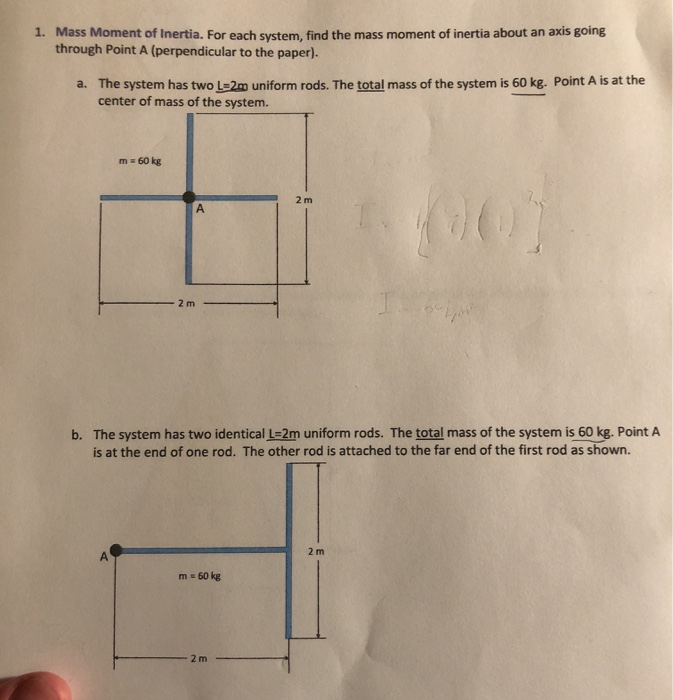 Solved 1. Mass Moment of Inertia. For each system, find the | Chegg.com