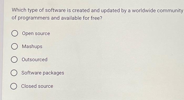 Solved Which Type Of Software Is Created And Updated By A | Chegg.com