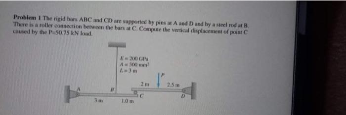 Solved Problem 1 The rigid bars ABC and CD are supported by | Chegg.com 