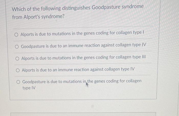 Solved Which of the following distinguishes Goodpasture | Chegg.com