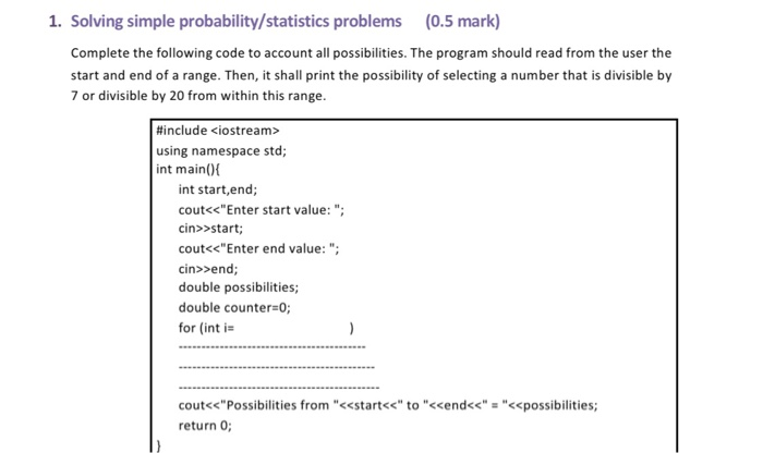 Solved 1. Solving simple probability/statistics problems | Chegg.com