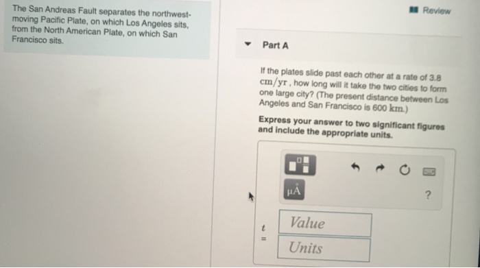 Solved Review The San Andreas Fault separates the northwest- | Chegg.com