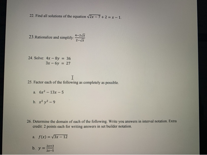 Solved 22. Find all solutions of the equation 2x - 7+2 = x - | Chegg.com