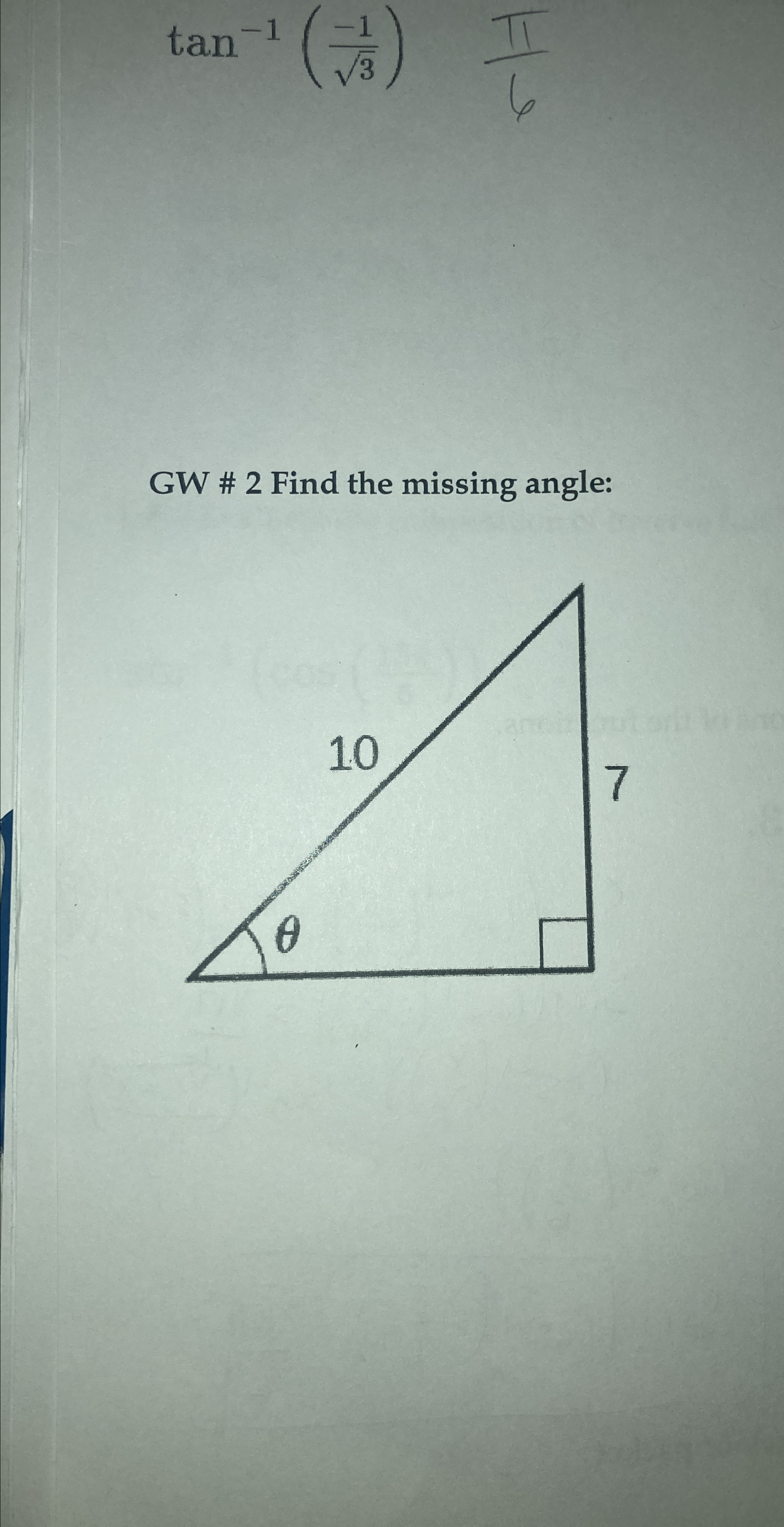 Solved GW # 2 ﻿Find the missing angle: | Chegg.com