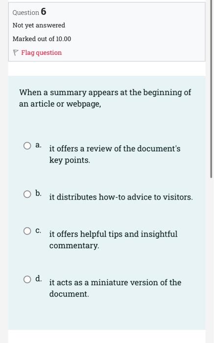 Solved Question 6 Not yet answered Marked out of 10.00 | Chegg.com