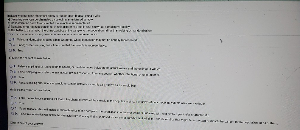 Solved Indicate whether each statement below is true or | Chegg.com
