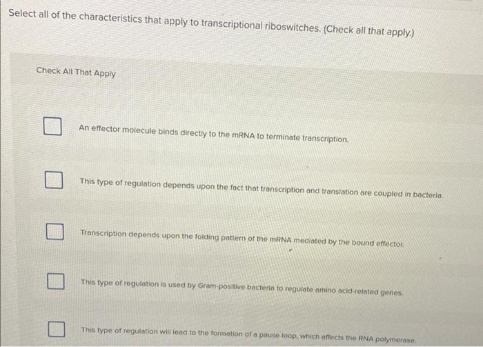 Solved Select all of the characteristics that apply to | Chegg.com