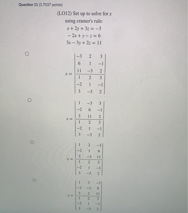 Solved Question 10 3 7037 Points Lo11 Given 5 2 3 Be Chegg Com