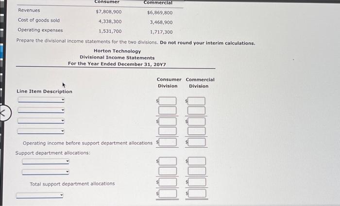 Solved Divisional income statements with support department | Chegg.com