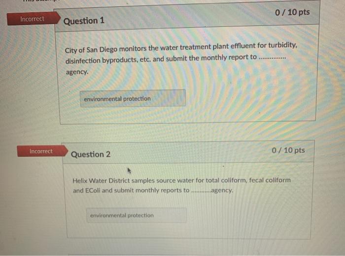 Solved 0/ 10 pts Incorrect Question 1 BURBER City of San | Chegg.com