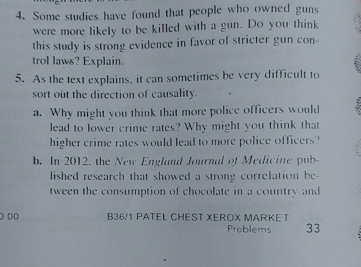 Solved 4. Some studies have found that people who owned guns | Chegg.com