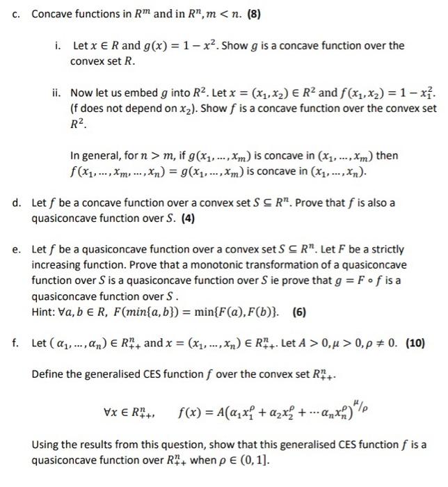 Solved 4 Concavity And Quasiconcavity A Let F X Xp F Chegg Com