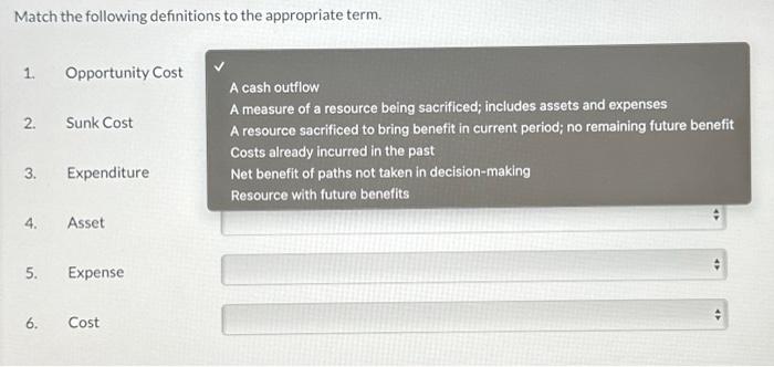 Solved Match the following definitions to the appropriate | Chegg.com