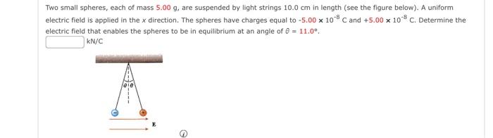 Solved Two small spheres, each of mass 5.00 g, are suspended | Chegg.com