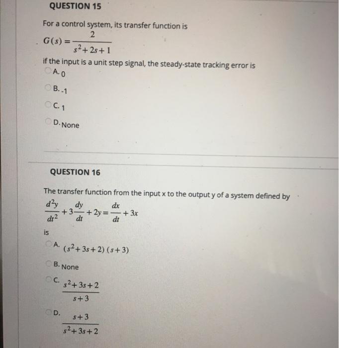 Solved For a control system, its transfer function is | Chegg.com
