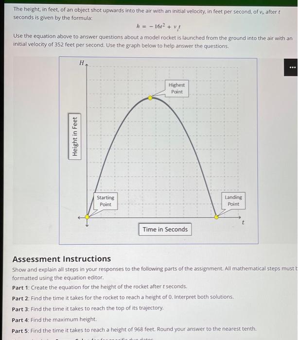 solved-the-height-in-feet-of-an-object-shot-upwards-into-chegg