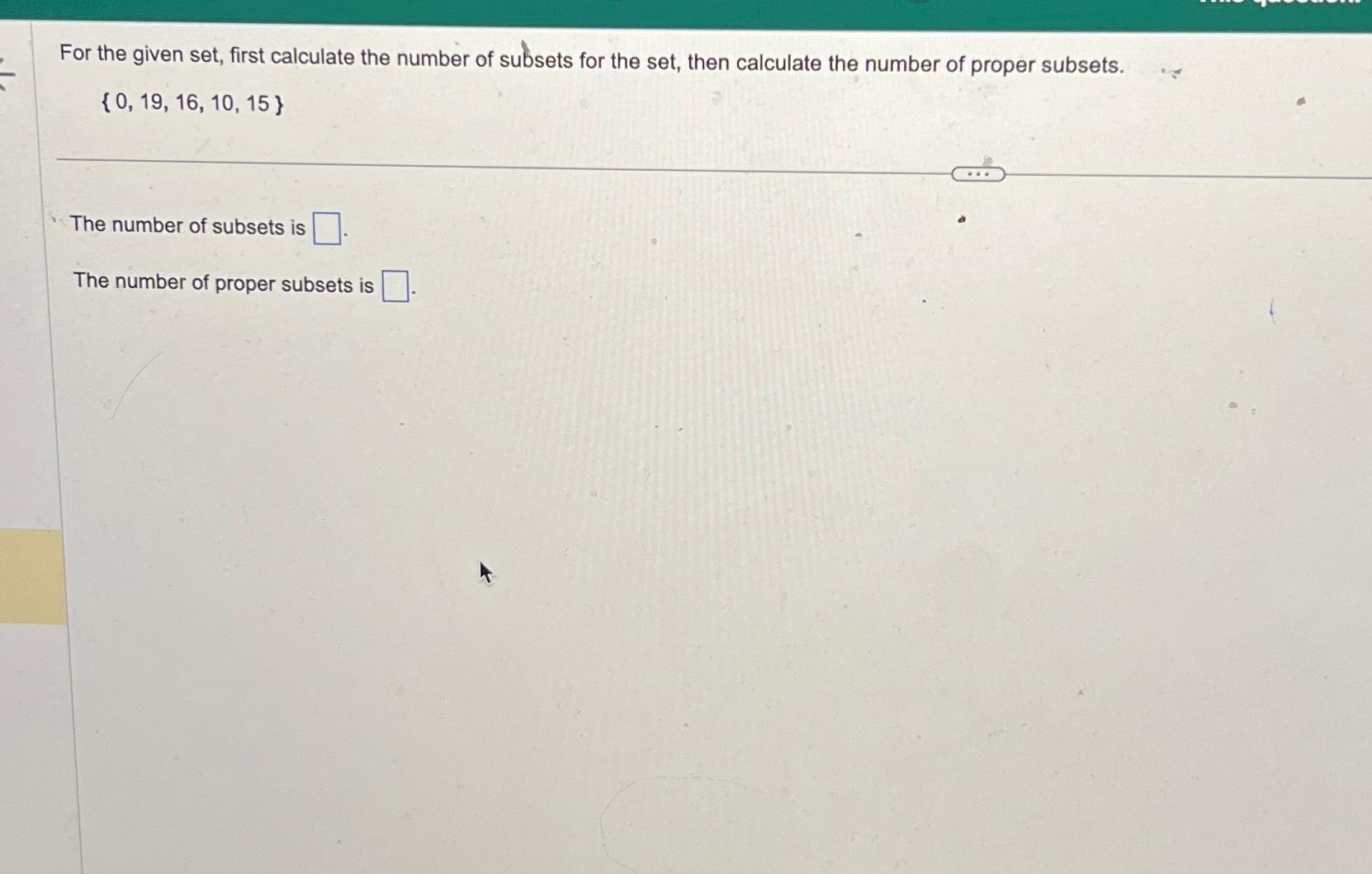 Solved For the given set, first calculate the number of | Chegg.com