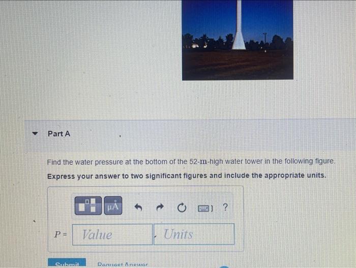 Solved मा तa1su11 Find the water pressure at the bottom of