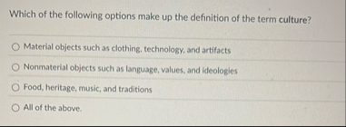 Solved Which of the following options make up the definition | Chegg.com