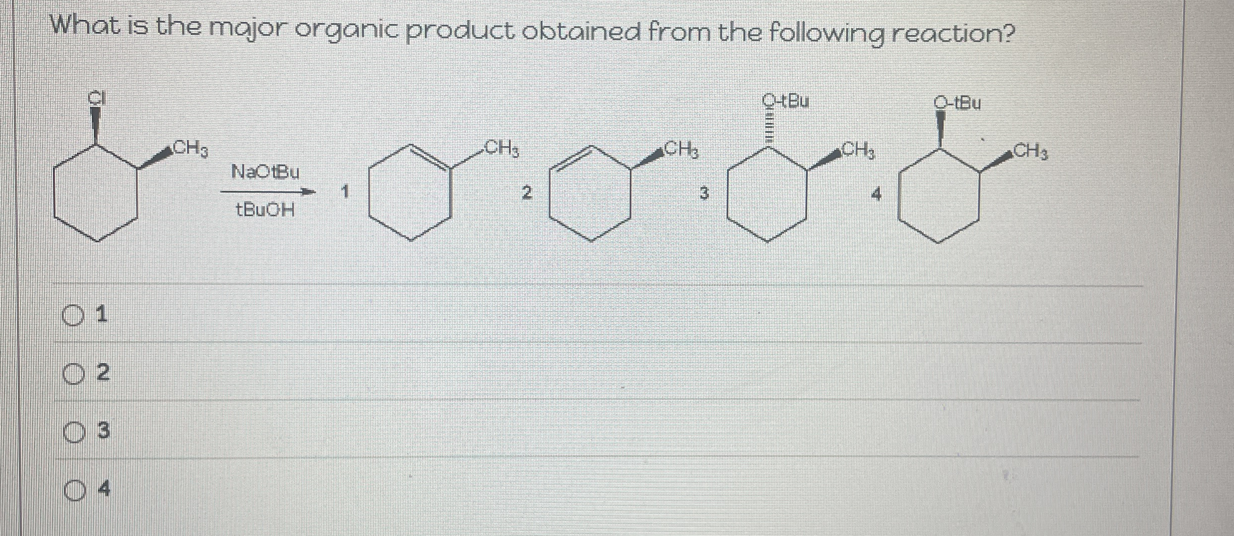 What is the major organic product obtained from the