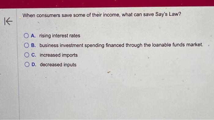 Solved When Consumers Save Some Of Their Income, What Can | Chegg.com